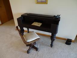Antique Desk and Chair-48"L x 21"D x 33.5"H