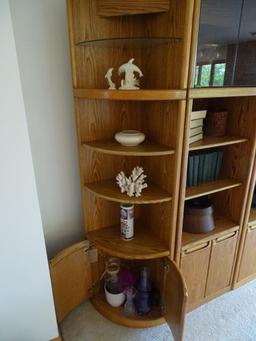 5 shelves of knickknacks-Dolphins, Bowl, Coral design, vases