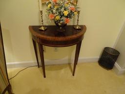 Side table w/inlaid wood. 28"L x 14" D x 28" H