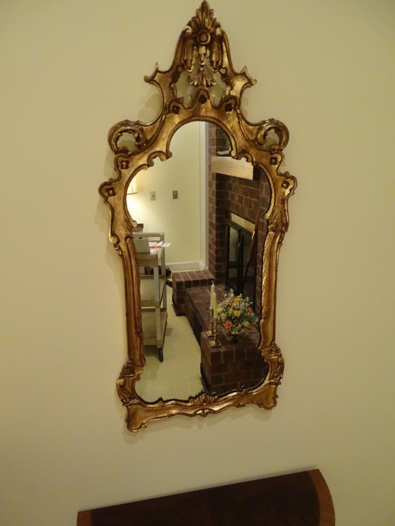 Wood gilt frame mirror-38" H x 18" W