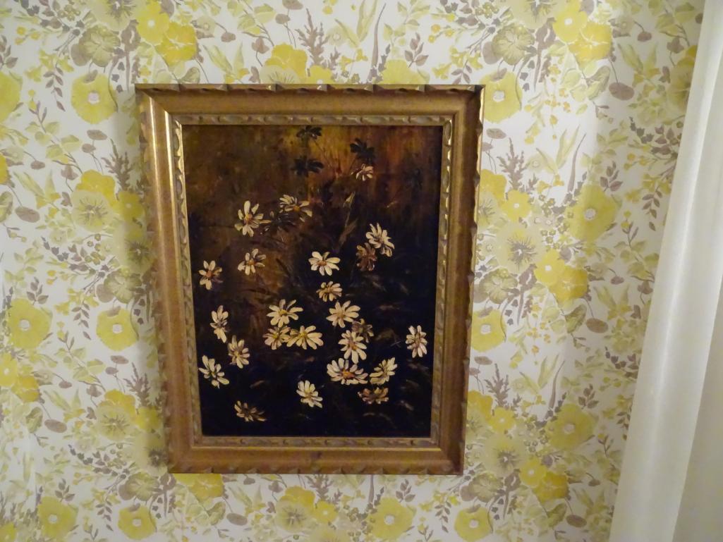 Oil on canvas flower still life-21.5"H x 17" W-wood frame