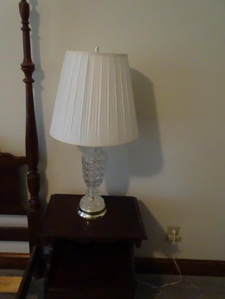 2 Heavy cut glass lamps-33"H