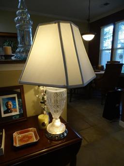 Pair of heavy cut glass table lamps