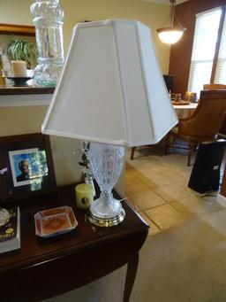 Pair of heavy cut glass table lamps