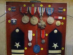 Framed Medals-Naval Reserve, WWII Victory, Sons of Confederacy, American Campaign, Collar Rank Pins,