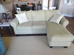 Light green Sofa w/Chaise-American Furniture Mfg.-89"L x 39"D x 38"H-Great Condition!