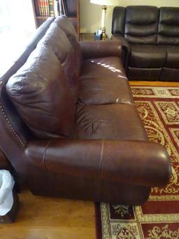 Leather Sofa-87"L x 37"D x 39"T-stationary cushions