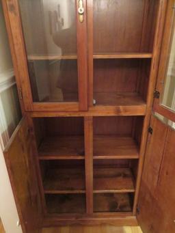 PINE CABINET W/ GLASS FRONT DOORS