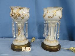 PR. OF DRESSER LAMPS W/ GOLD OVERLAY