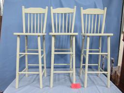 3 WOODEN BAR STOOLS