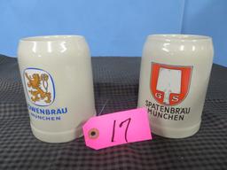 2 GERMAN MUGS MUNCHEN- LOWENBRAU .51 GERZ