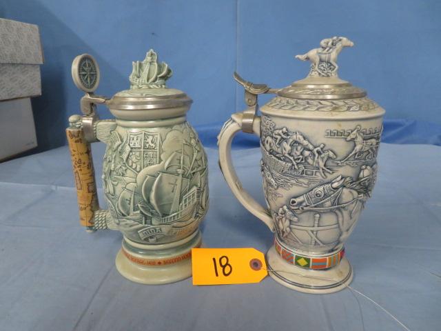 2 STEINS- CHRISTOPHER COLUMBUS & JOCKEY AT HORSE TRACK