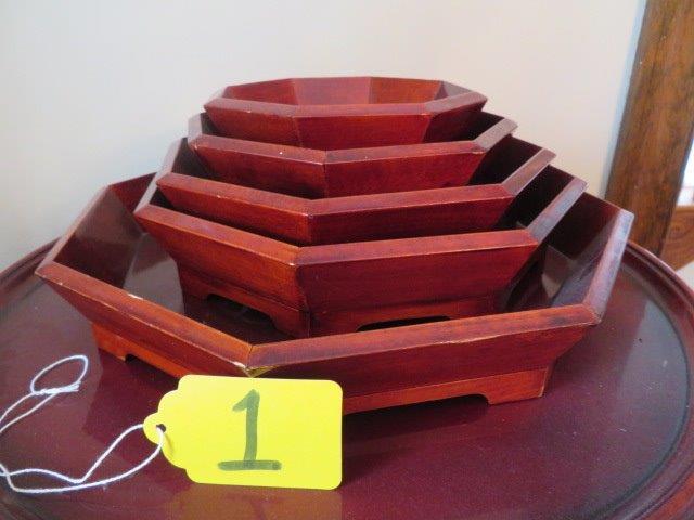 SET OF 5 WOODEN BOWLS