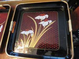 3 PCS. LACQUERED ORIENTAL TRAYS