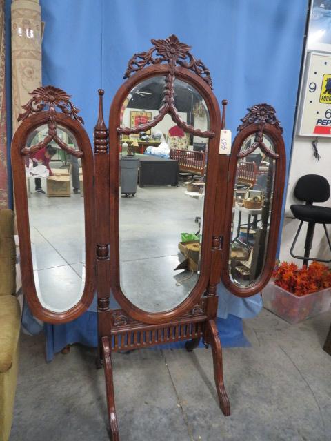 ORNATE VALET TRIPLE MIRROR  75" T X 54