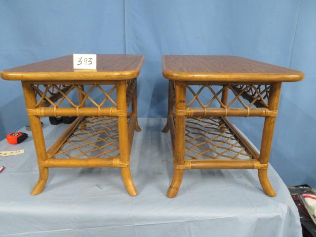 2 BAMBOO END TABLES  30 X 18