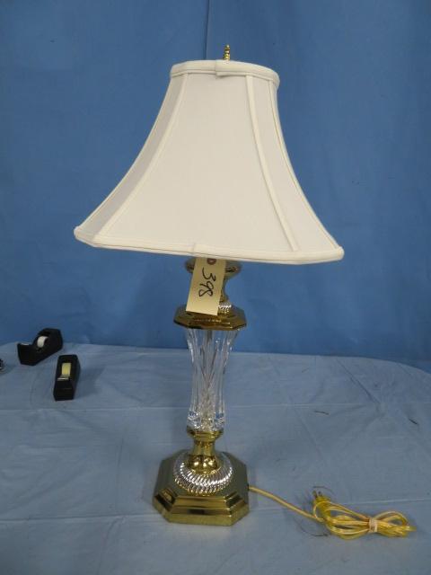 WATERFORD GLASS AND BRASS TABLE LAMP 30 T