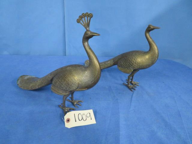 MID CENTURY PAIR OF BRASS PHEASANTS