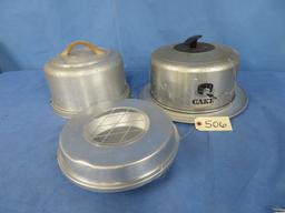 3 PCS. 1950'S METAL CAKE & PIE CONTAINERS