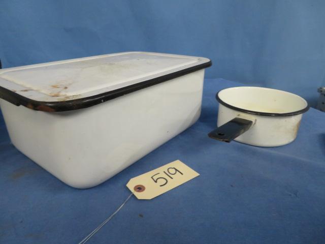 2 FARMHOUSE PORCELAIN PCS - POT &  13 X 5 PAN