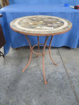 TILE TOP TABLE W/ METAL BASE  24" D