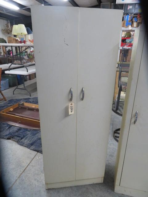 PAIR OF METAL SHOP CABINETS  24 X 11 X 64 AND 15 X 11 X 60