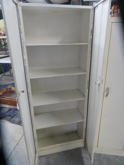 PAIR OF METAL SHOP CABINETS  24 X 11 X 64 AND 15 X 11 X 60