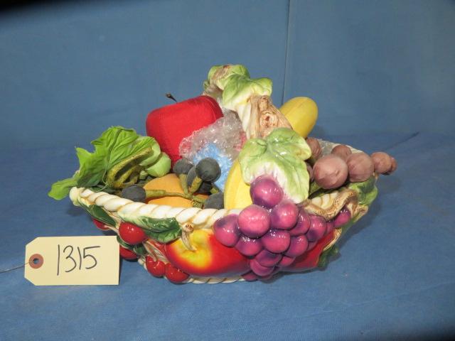 CERAMIC  BASKET W/ FAUX FRUIT