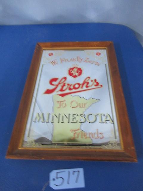 STROH'S MIRRORED SIGN   21 X 15