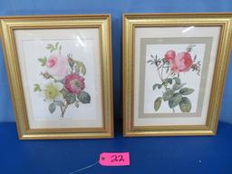 PAIR OF FRAMED FLORAL PRINTS  14 X 17