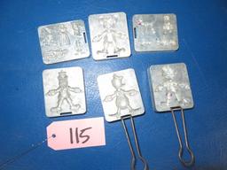 6 DISNEY METAL MOLDS- DONALD DUCK, MICKEY AND MORE