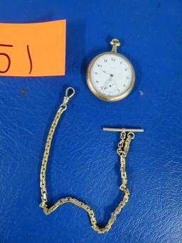 ELGIN POCKET WATCH AND CHAIN