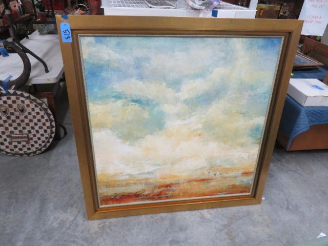 LARGE FRAMED & SIGNED OIL ON BOARD - 54X55"