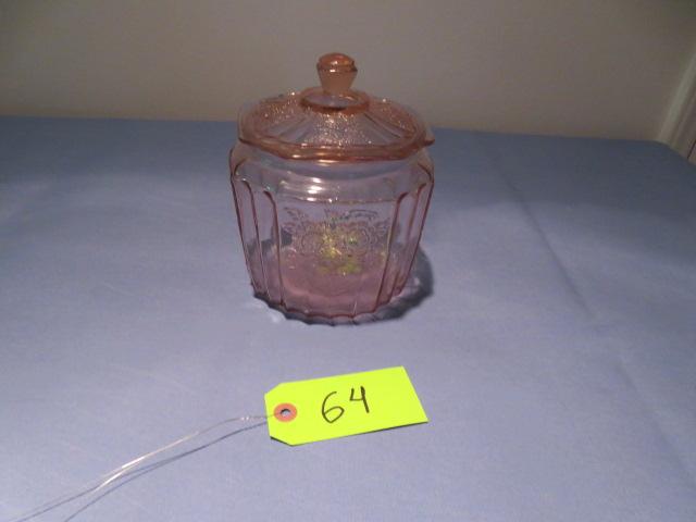 CABBAGE ROSE PINK DEPRESSION CANISTER