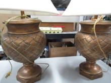 PAIR OF HEAVY GOLD TABLE LAMPS