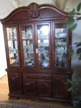 BEAUTIFUL LIGHTED CHINA CABINET W/ GLASS SHELVES