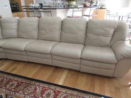 LRG. SECTIONAL LEATHER SOFA RECLINES ON ONE END