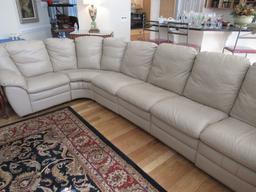 LRG. SECTIONAL LEATHER SOFA RECLINES ON ONE END