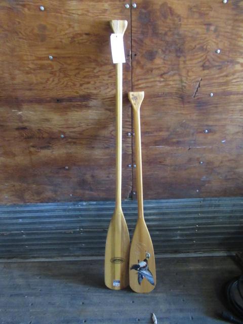 2 WOODEN BOAT OARS