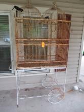 METAL BIRD CAGE ON CART  88 X 40 X 20