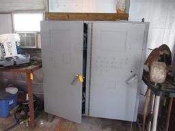 STEEL CABINET W/ DOUBLE DOORS- HEAVY  68 X 62 X 20