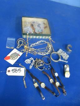 COSTUME JEWELRY W/ WATCHES