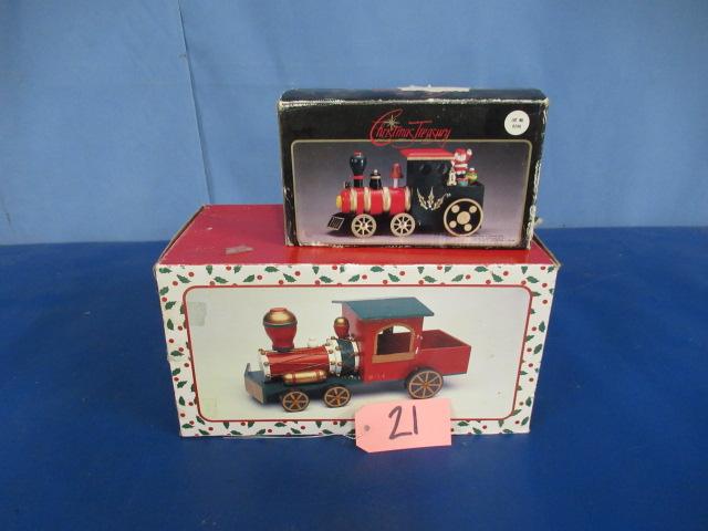 2 WOODEN CHRISTMAS TRAINS