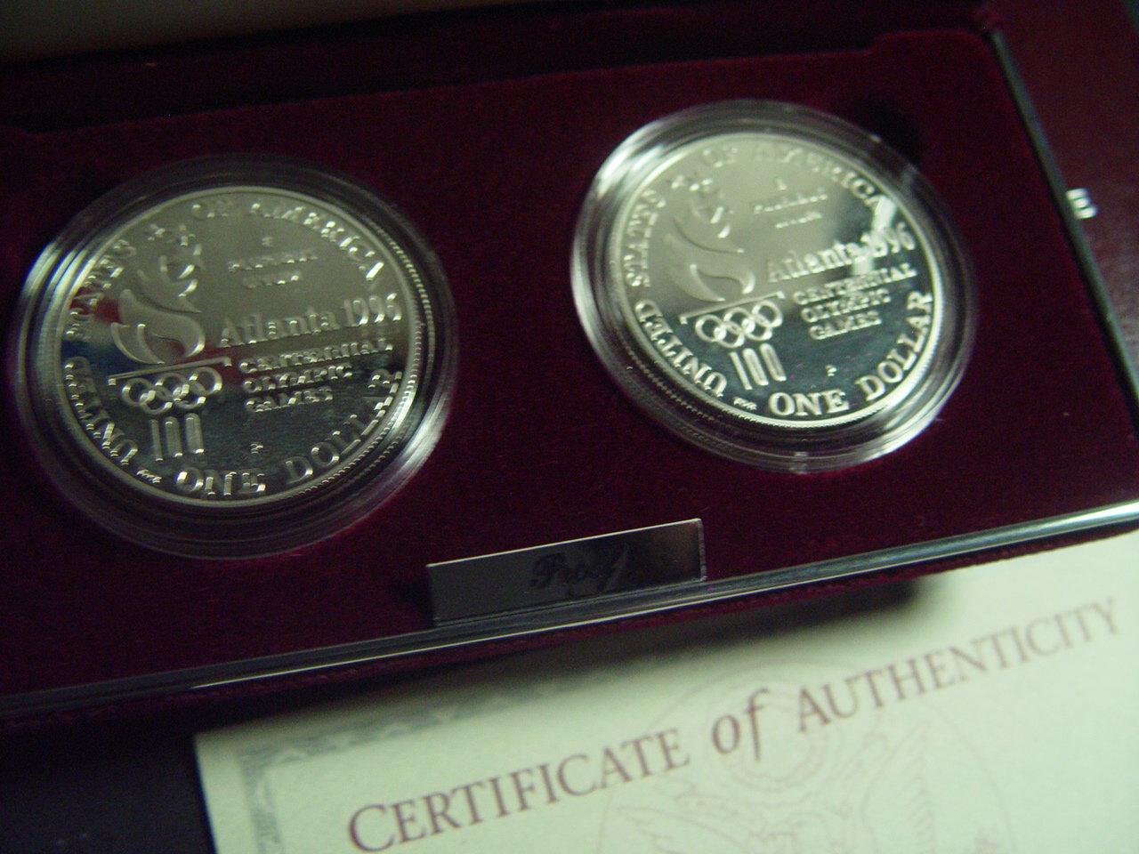 Two Coin Proof Set- 1996 Olympic Silver Dollars: Rowing & High Jump