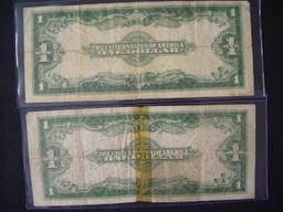 Pair of 1923 $1 Silver Certificates- One is torn and taped