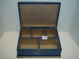 Wooden hinged lid jewelry box 12x9x4 2 pics