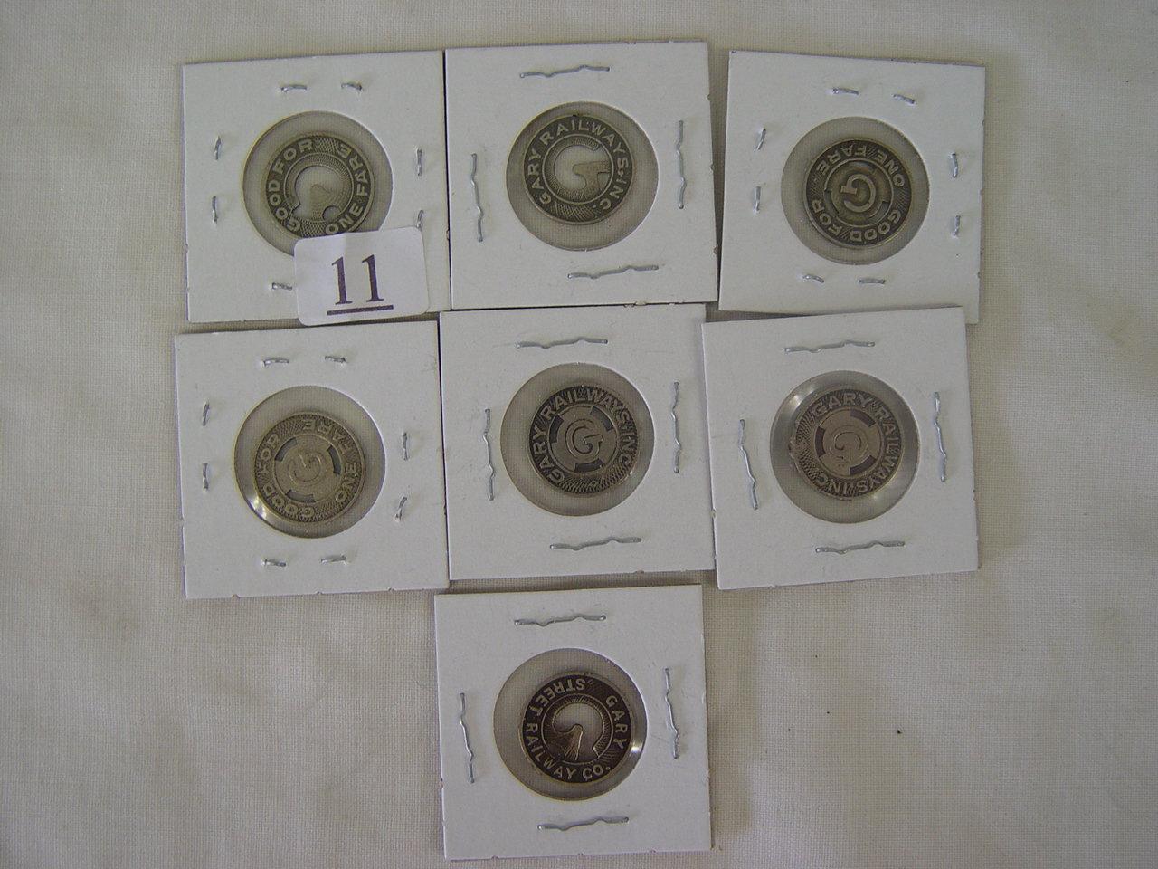 (7) Agar Railroad@ One Fare Tokens