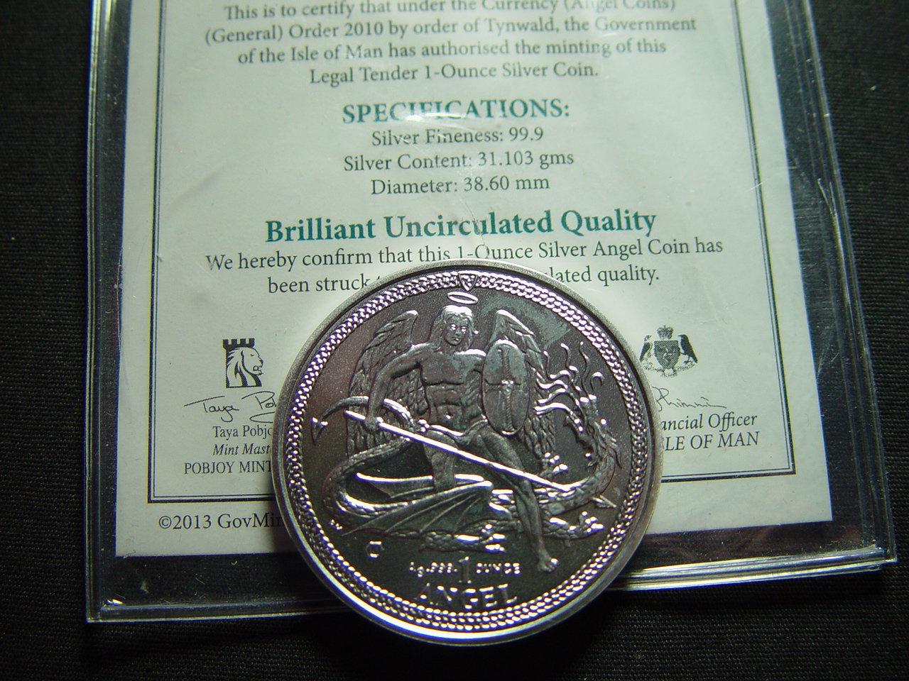 2014 Isle of Man 1 Oz. Silver Angel