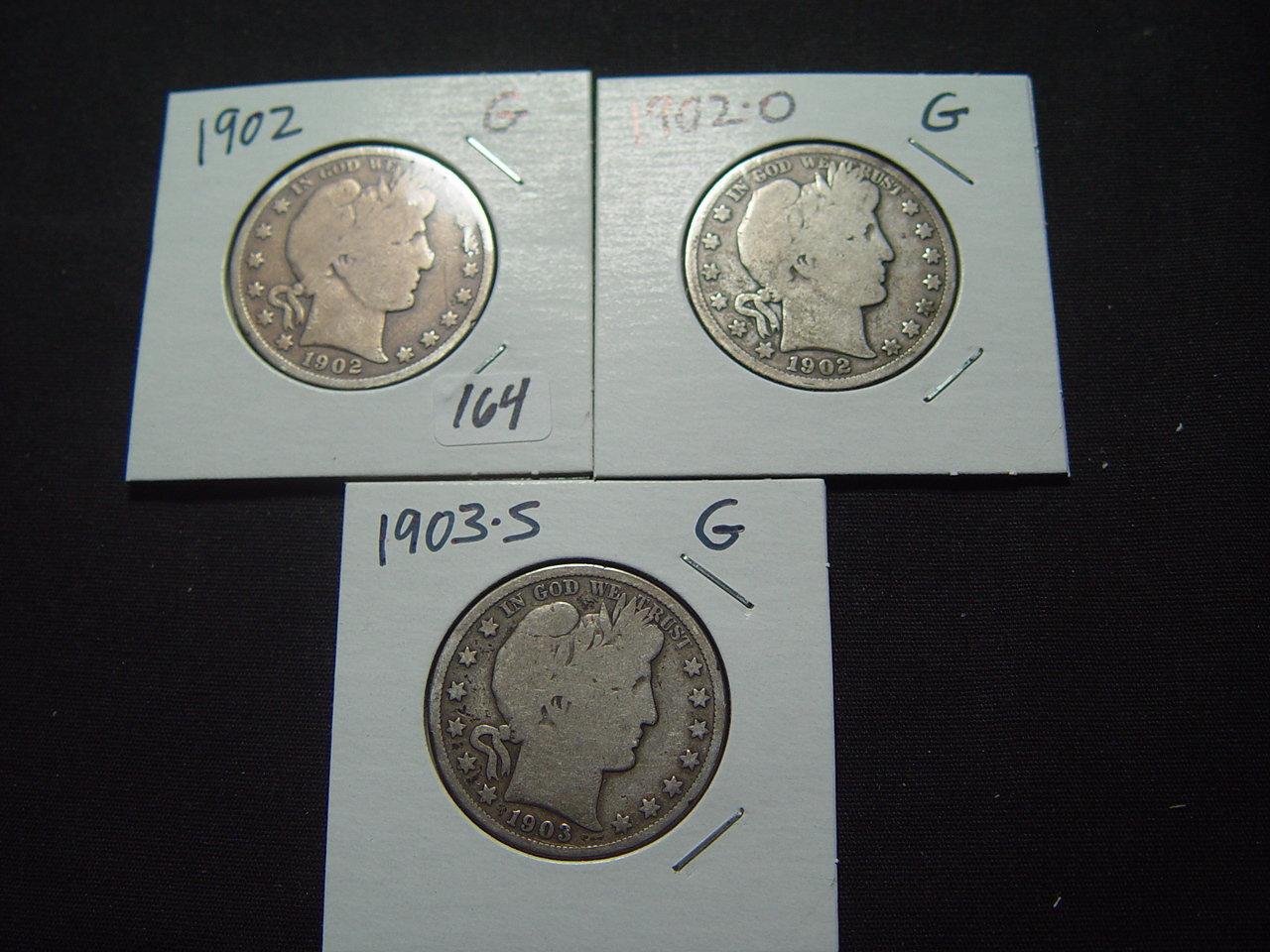 Three 50 Cent Barbers: 1902 G, 1902-O G & 1903-S G