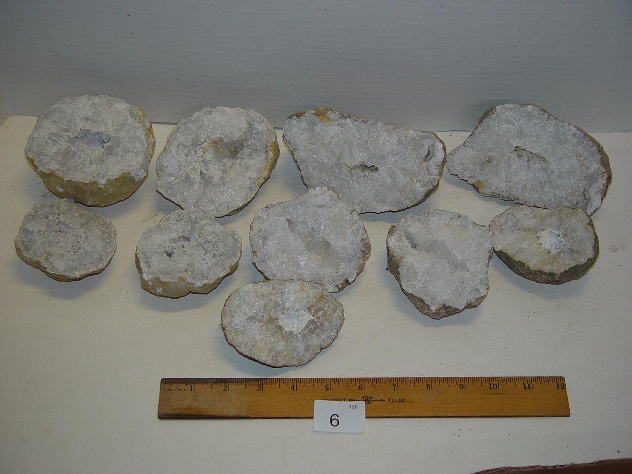 Quartz geodes 3” - 5” from Fox River near Wayland MO and near Hamilton IL